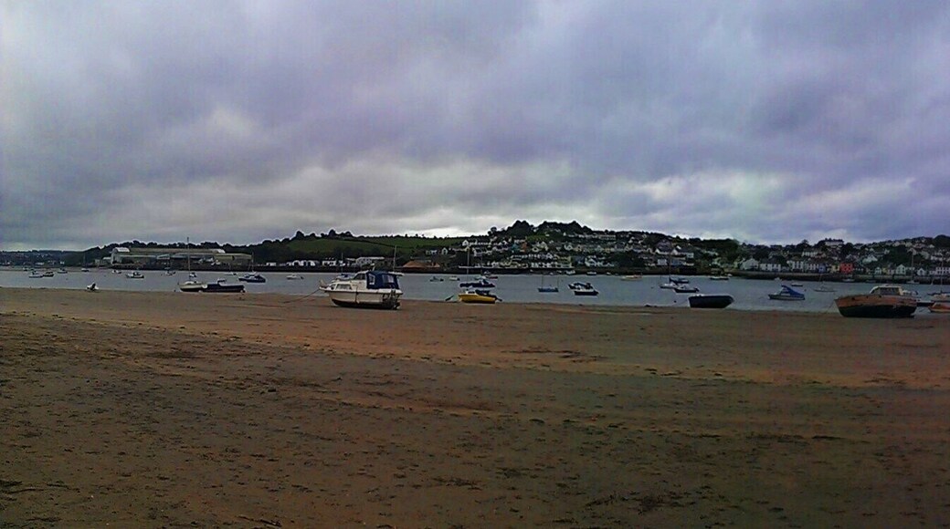 Panoramic photograph of the beach at Instow, Devon, overlooking the town of Appledore.
