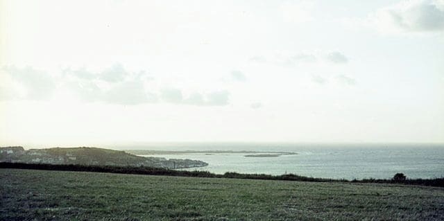 Bristol Channel and Torridge estuary from Instow This view looks down the Torridge estuary towards Lundy (which is invisible in the haze). The town at the left is Appledore. Just below the centre is a sand spit. This was well-developed when the photo was taken in the sixties, but on modern maps and satellite views the spit is much further south and east.