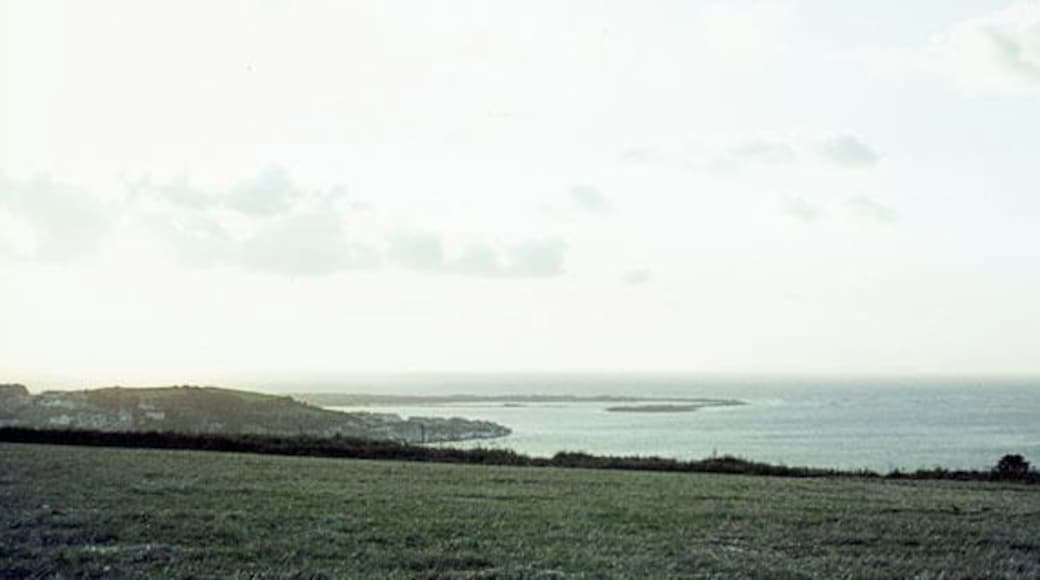 Bristol Channel and Torridge estuary from Instow This view looks down the Torridge estuary towards Lundy (which is invisible in the haze). The town at the left is Appledore. Just below the centre is a sand spit. This was well-developed when the photo was taken in the sixties, but on modern maps and satellite views the spit is much further south and east.