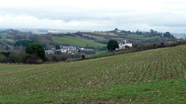 North side of Rickard's Down The Kenwith Castle Hotel complex can be seen in the valley bottom.