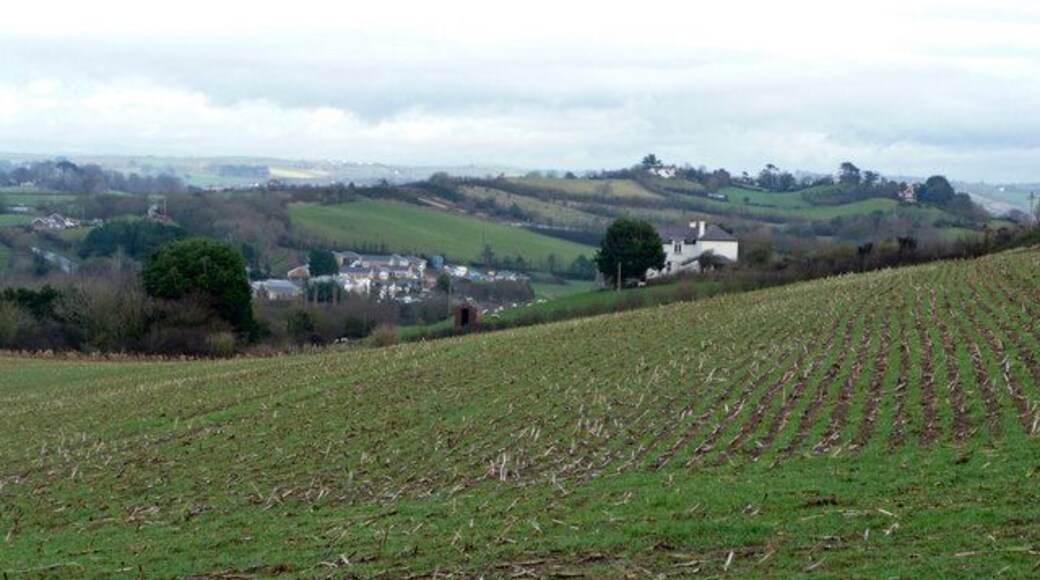 North side of Rickard's Down The Kenwith Castle Hotel complex can be seen in the valley bottom.