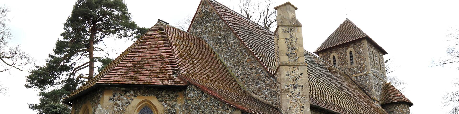 St John the Evangelist's Church, Bush End, Hatfield Broad Oak, Essex, England ~ buttressed chancel and nave, and vestry with attached chimney stack at the north of the chancel
