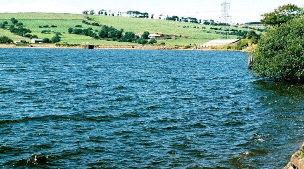 Rishton reservoir from Cutwood Park. Reservoir built 1828 to alleviate water shortages on Leeds/Liverpool canal