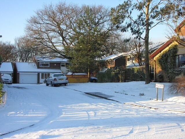Millgate from Delph Brook Way Following a snow fall.