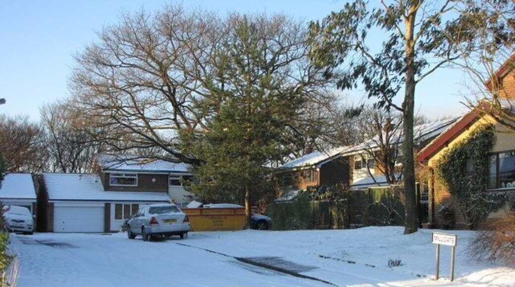 Millgate from Delph Brook Way Following a snow fall.