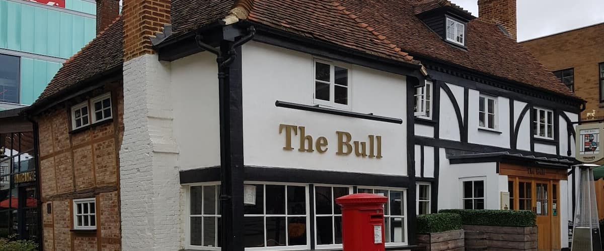The old pub still retains its beauty amid the smart new town centre