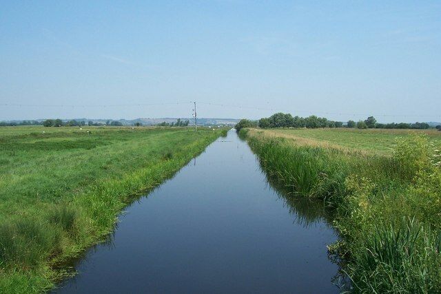 Somerset Levels near Beer Wall Lock The Somerset Levels in all their verdant glory.