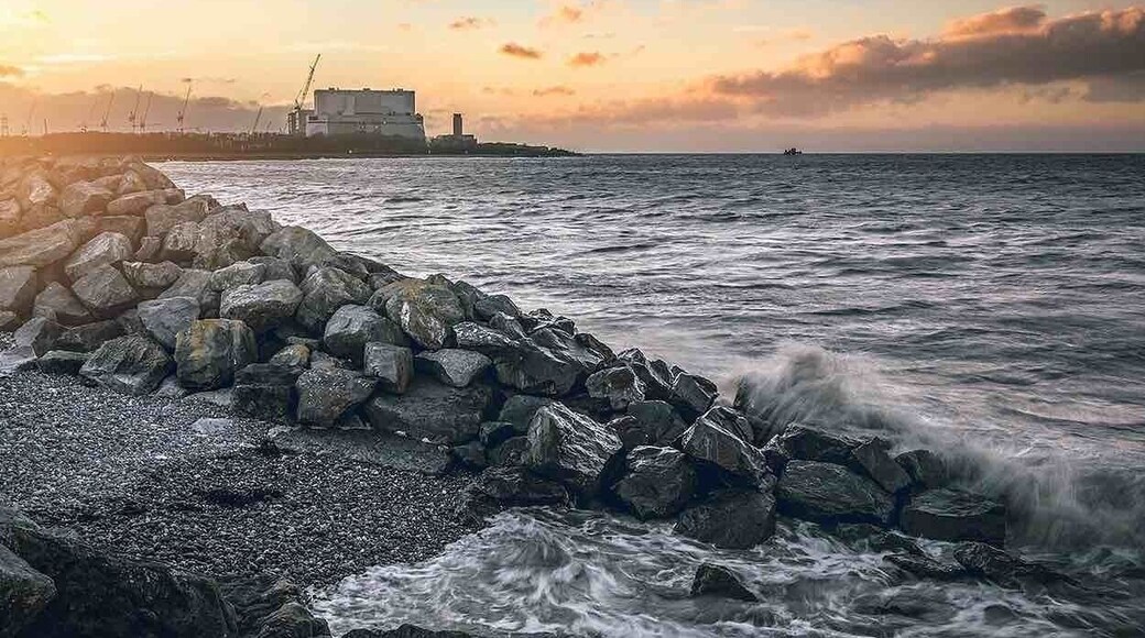 Stolford Beach looking towards Hinkley Point