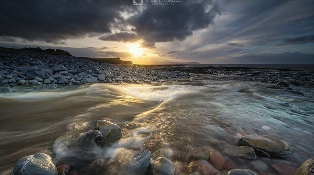 Golden glow over the beautiful Kilve Beach