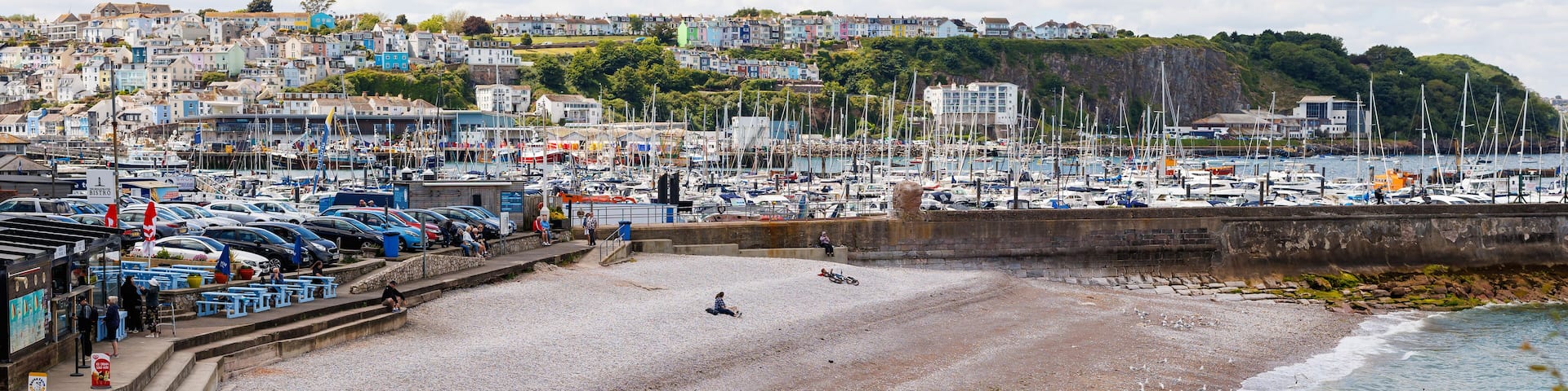 View at Breakwater beach in Devon. Brixham, Devon, UK, June 10, 2024.