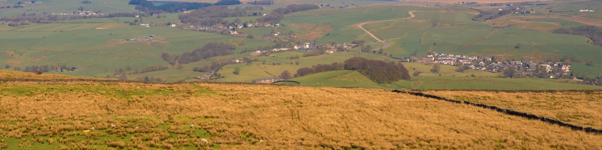 Beautiful summer like weather on moorland above Burnley, Lancashire, UK