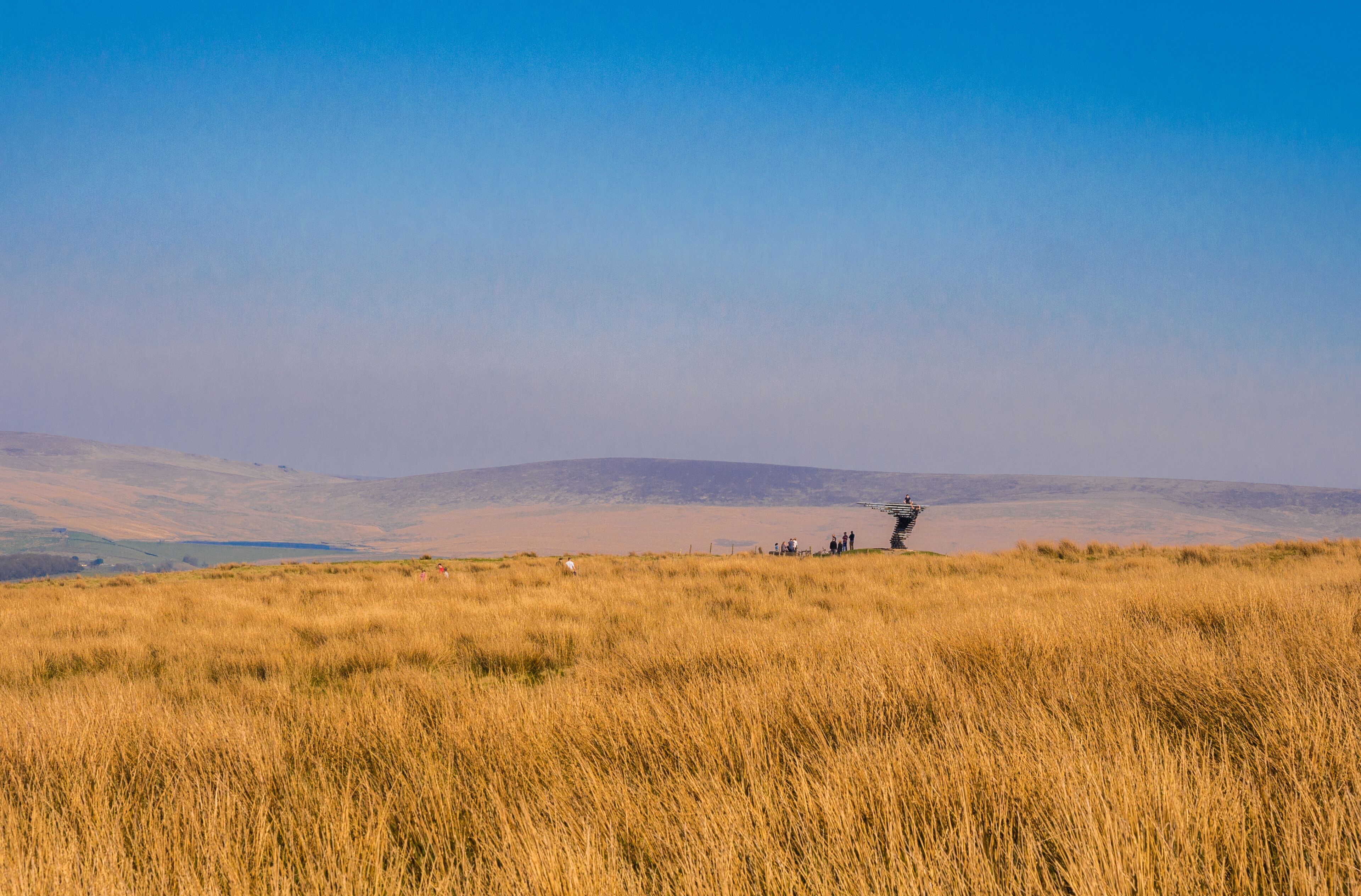 Beautiful summer like weather on moorland above Burnley, Lancashire, UK