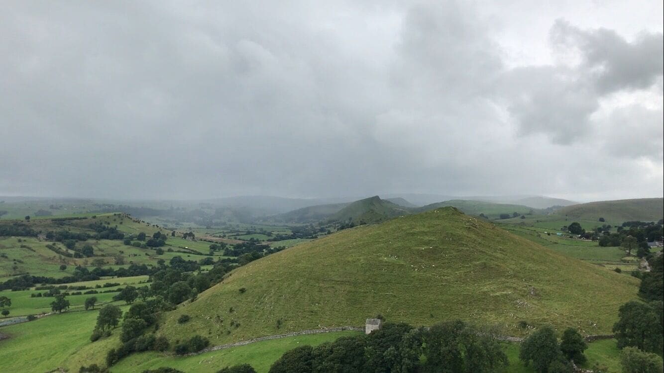 Watching a rain shower come in through the Upper Dove Valley from High Wheeldon 