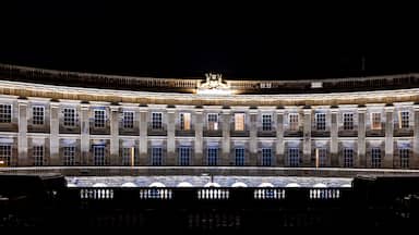 Night view of Buxtob, a spa town in Derbyshire, in the East Midlands region of England