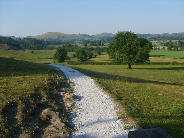 Footpath to River Dove Well surfaced path leading down to the River Dove and Biggin Dale.