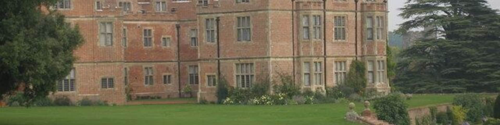 Chilham Castle A red-brick Jacobean manor house dating from 1616AD. One of several flights of brick steps linking the various garden terraces can be seen to the right.