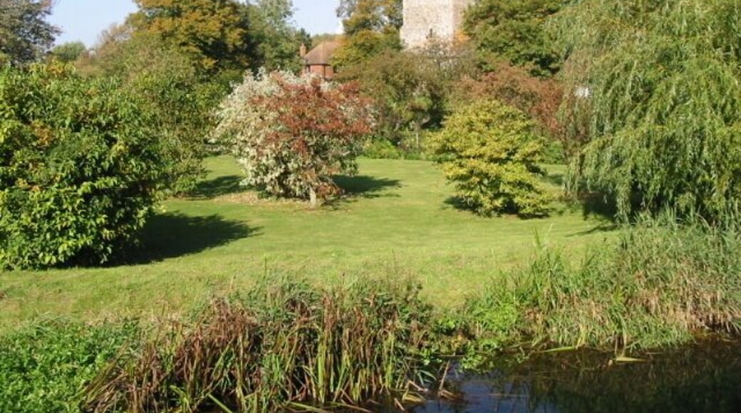Wickhambreaux church from the raised bank of Wickham Road