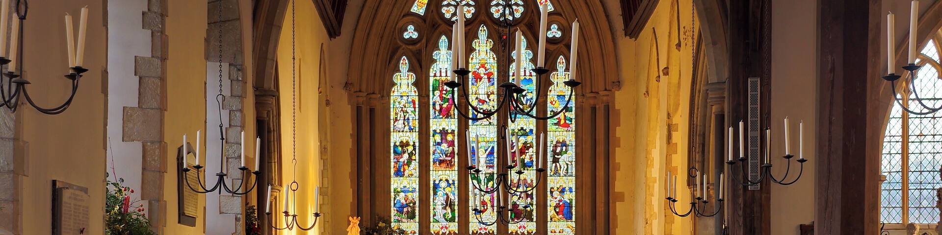 The nave and chancel of St Mary's Church in Wingham, Kent.