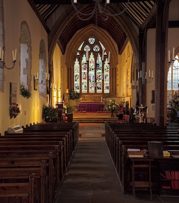 The nave and chancel of St Mary's Church in Wingham, Kent.