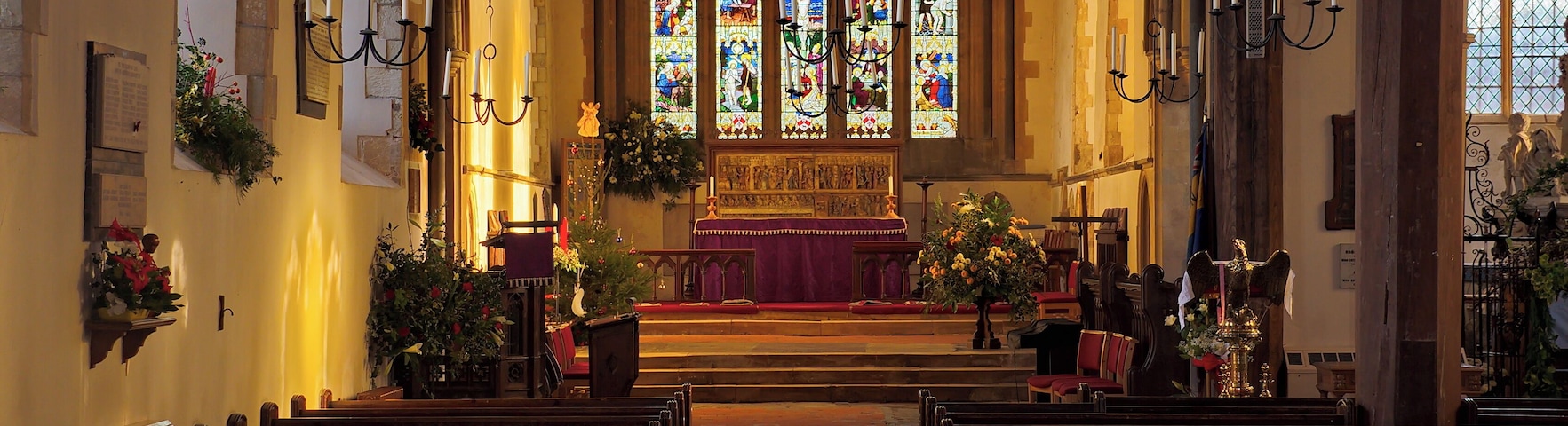 The nave and chancel of St Mary's Church in Wingham, Kent.