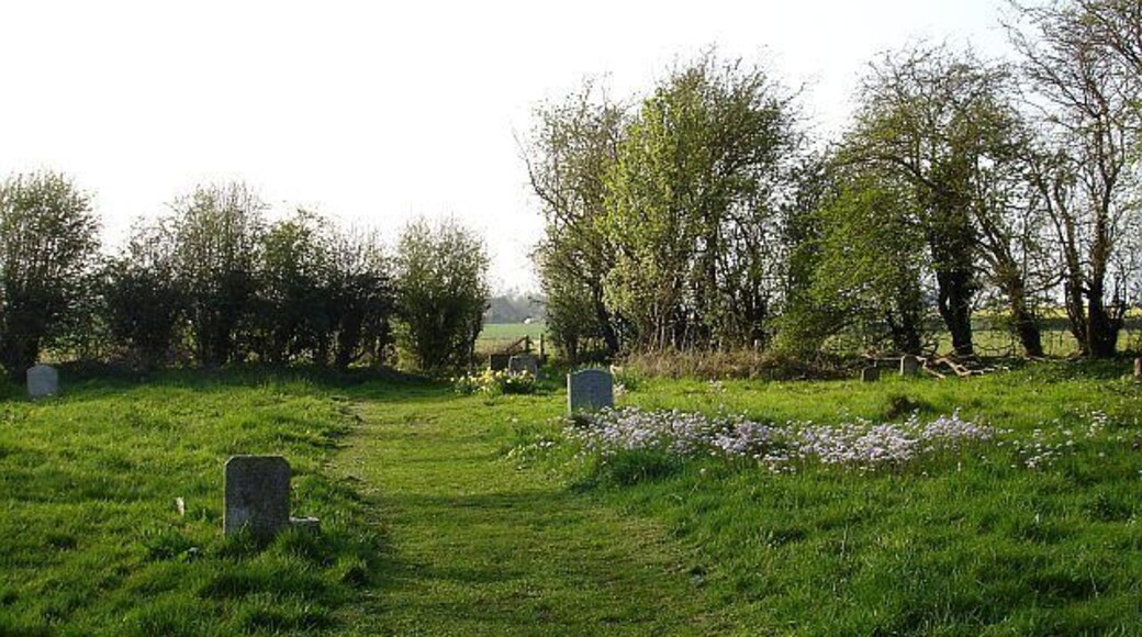 Molash churchyard. This path leads to the footpath to Pontus - the other end is seen here 402983 . A bright display of lady's smock flowering to the right of the path 403513.