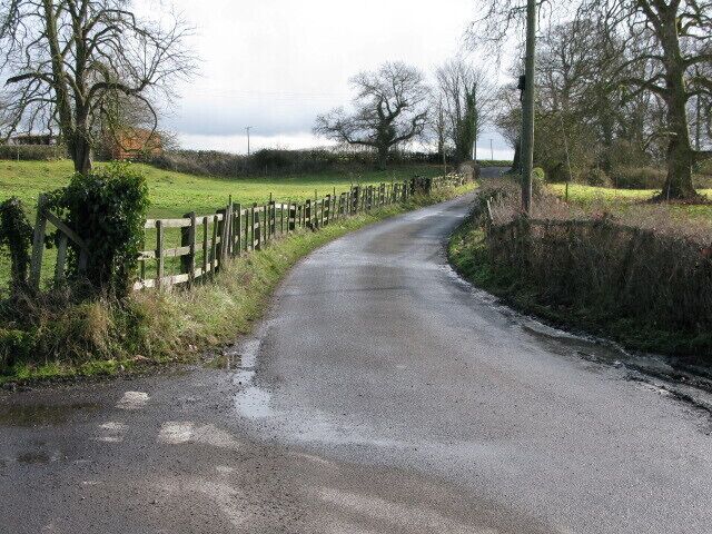 View along small lane near Elmstone church