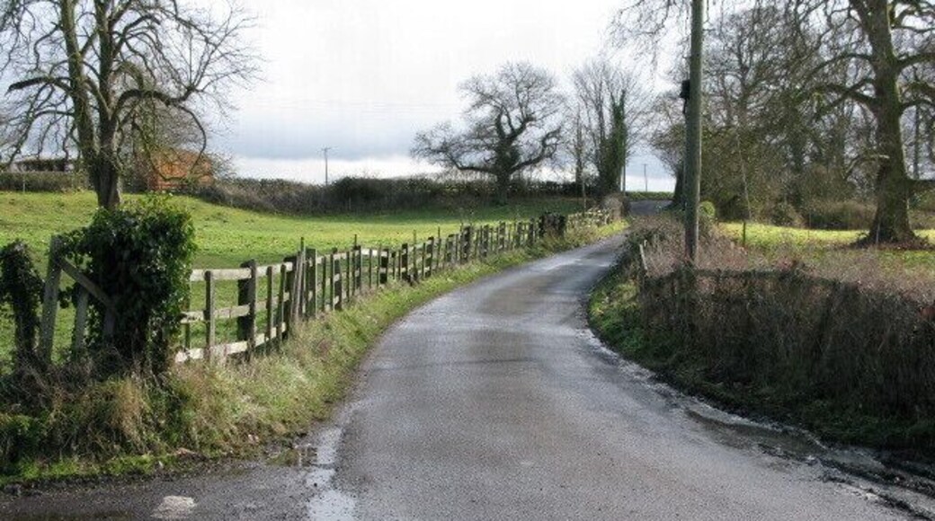 View along small lane near Elmstone church