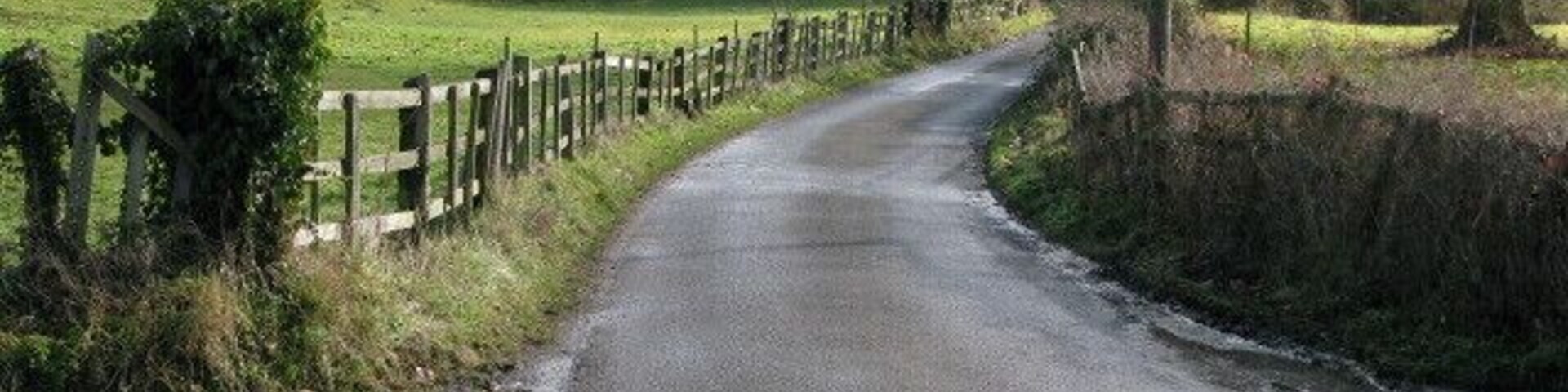 View along small lane near Elmstone church