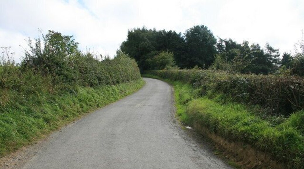 Uphill and round a bend Heading away from Wyck Rissington.
