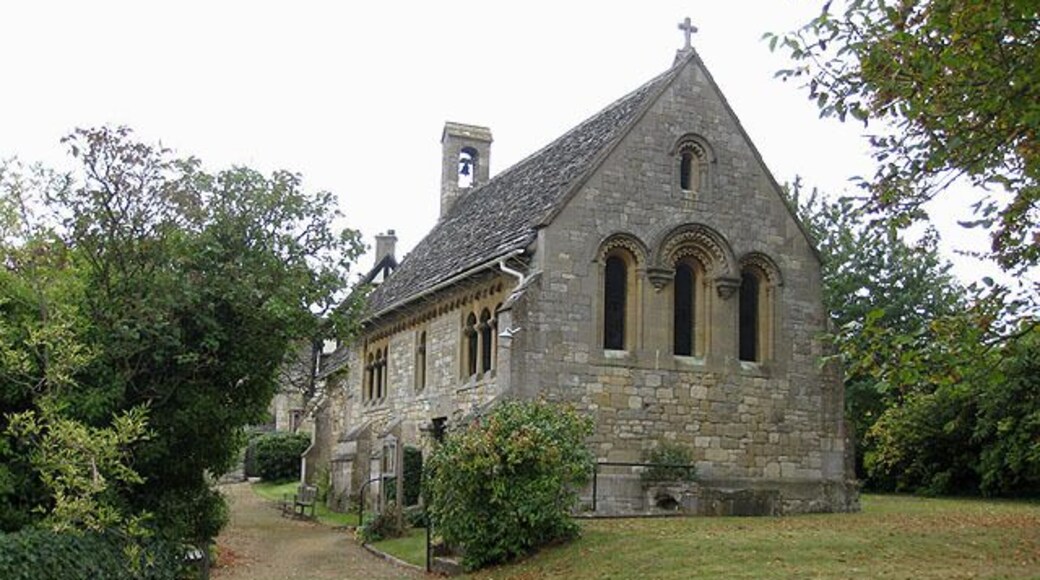 Church of the Ascension, Southam, Gloucestershire, seen from the west. Disused after the Reformation in 1536–39, but restored in 1861.
