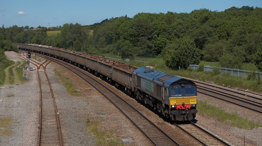 66428 passes Claycross Junction working 6Z90 Stockton - Cardiff Tidal loaded scrap