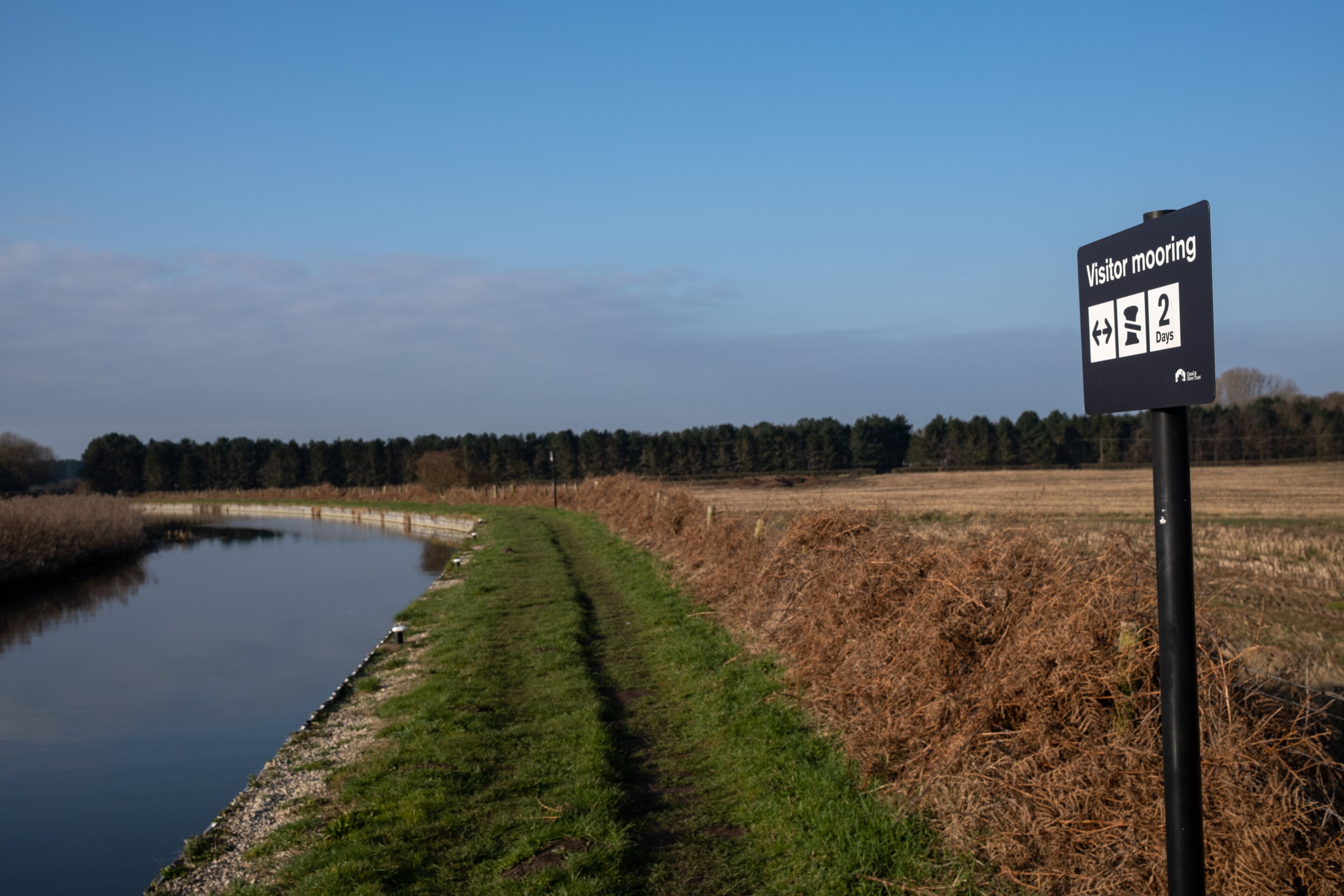 The tow path on the Chesterfield canal on a bright sunny day