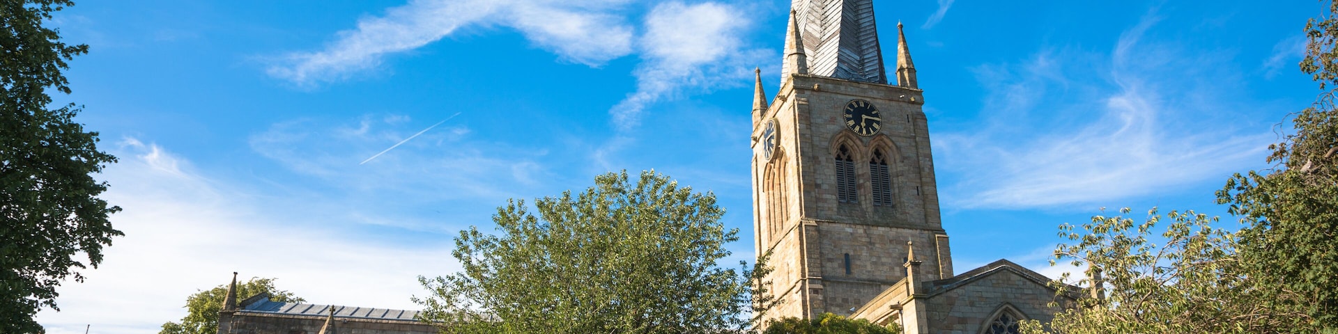 The twisted spire of the Church of St Mary and All Saints, Chesterfield, Derbyshire, UK, Shutterstock ID 686648797, SF SSA Case with Manager Approval: Case 07151371, Job: Prepay credit, Client/License