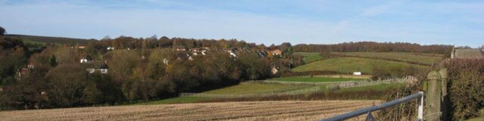Parkgate Lane - View across farmland Looking in the general direction of Glasshouse Common.