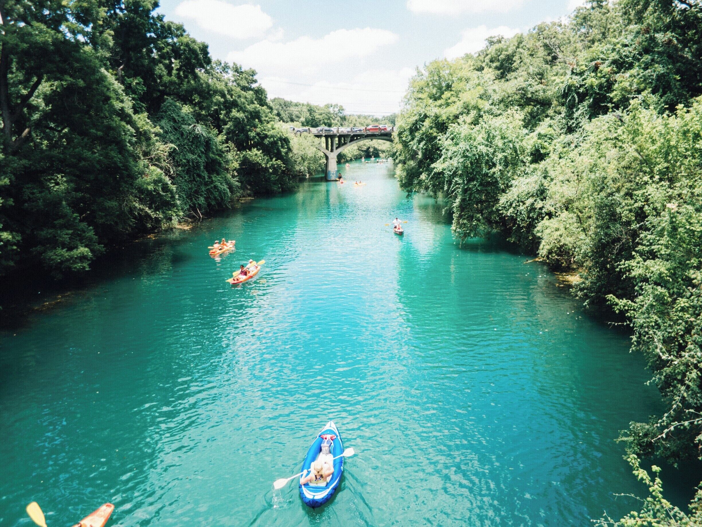 Different shades of #green 
View from hike and bike trail bridge over to Barton Springs Rd bridge. #austin 