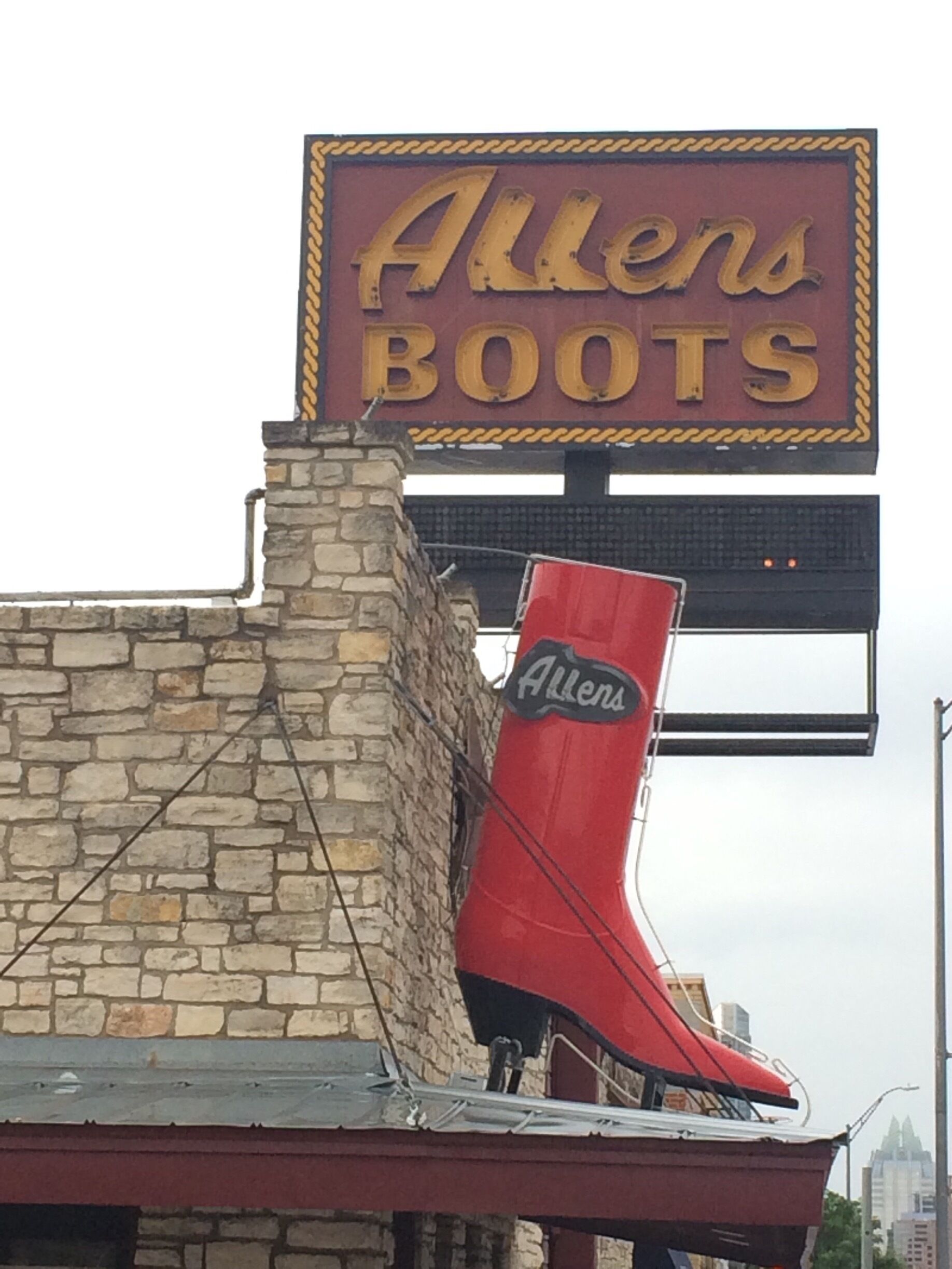 Allen's is a great experience in SoCo. Escape the heat for a few minutes by stopping in to try on a few pair of boots. Very knowledgeable, helpful, and friendly staff. 