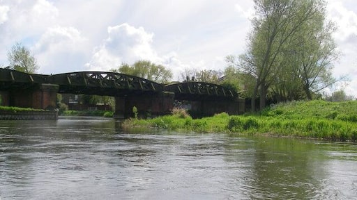 Railway bridge over the river Avon Looking downstream through the railway bridge.