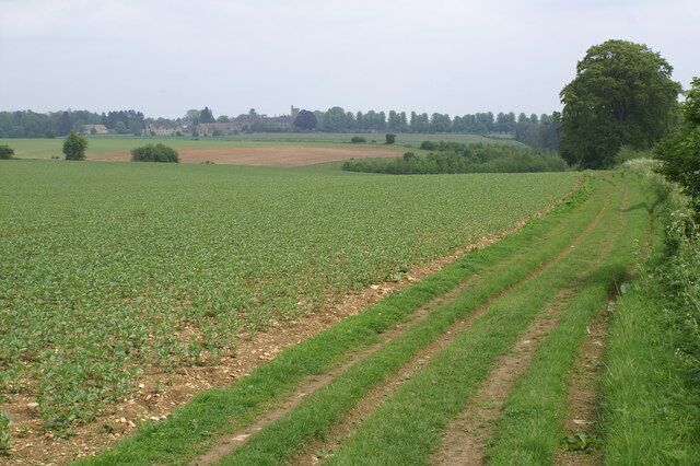 Monarch's Way near Cirencester. This LDP follows the flight of Charles 11 after his defeat at Worcester. The Royal Agricultural College can be seen on the skyline.