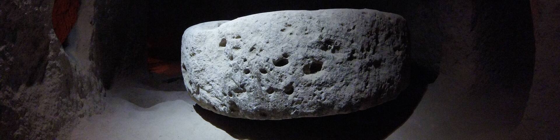 A stone door from underground city, used during Byzantine times.