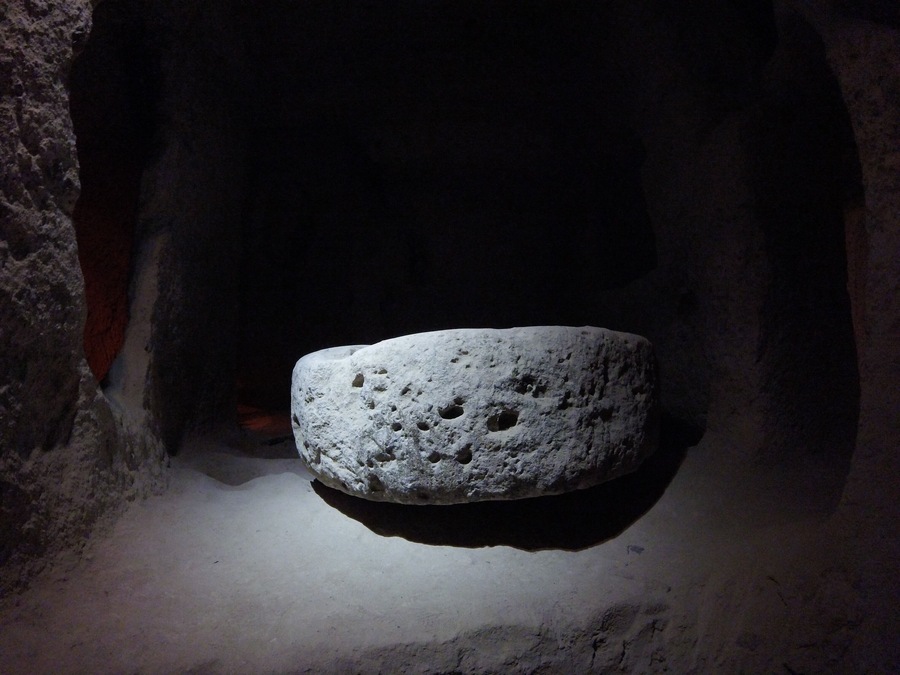 A stone door from underground city, used during Byzantine times.