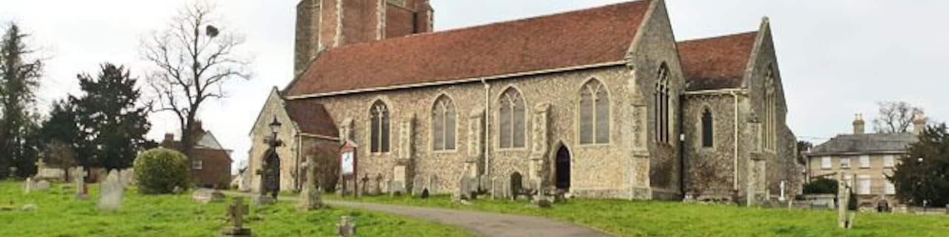 St Andrew's parish church, Earls Colne, Essex, seen from the southeast