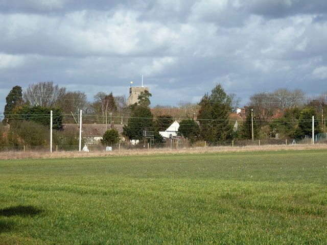 View from cemetery to church, Feering