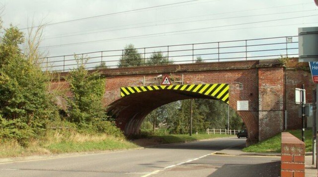 Railway bridge by Kelvedon railway station The road is Coggeshall Road.