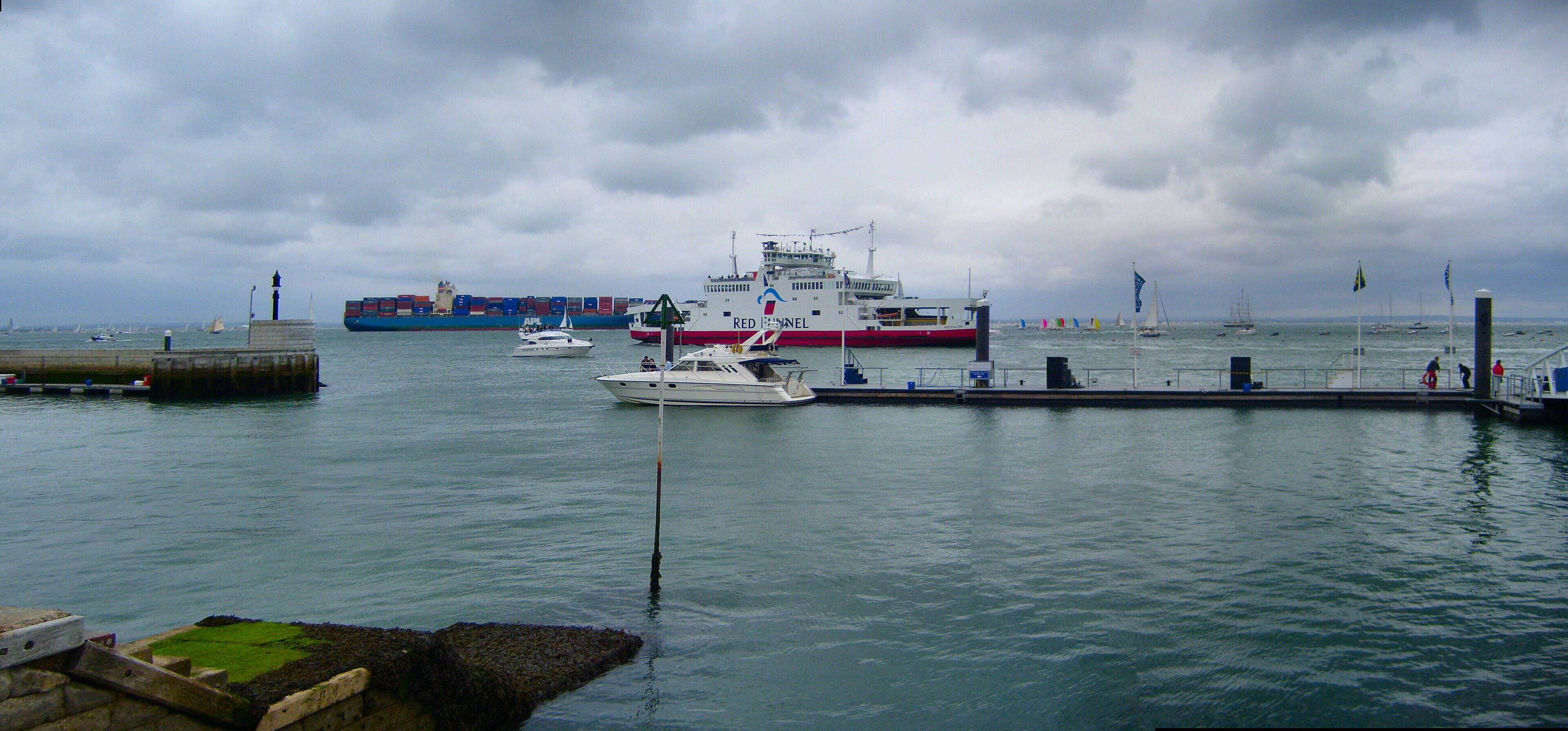 The busy stretch of water (The Solent) that divides the Isle of Wight from the mainland.Captured just before the storm broke.