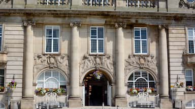 Crewe town hall / municipal building and war memorial, Crewe, Cheshire, UK