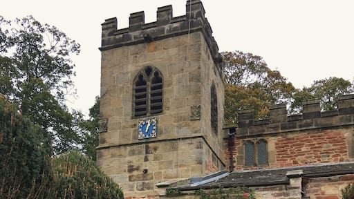 St Peters Church Croft-on-Tees. Dates back to 1130 AD. . Lewis Carroll's father was rector from 1843 to 1868 and he spent much of his boyhood in Croft. An effigy on the sedilia is claimed to be Lewis Carroll’s inspiration for the Cheshire cat.
