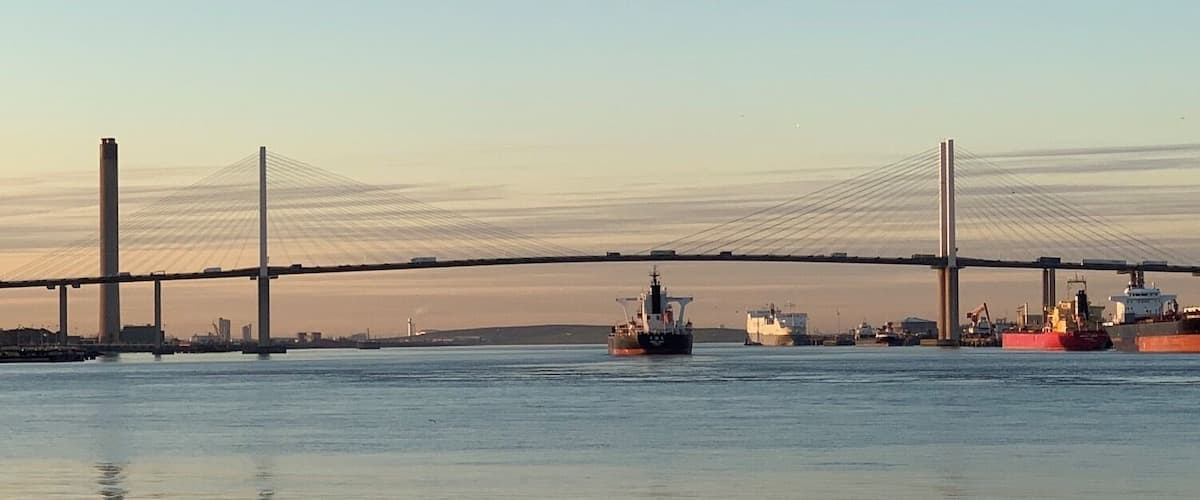 The Bridge at Dartford, as seen from the Thames Walk at Greenhithe.