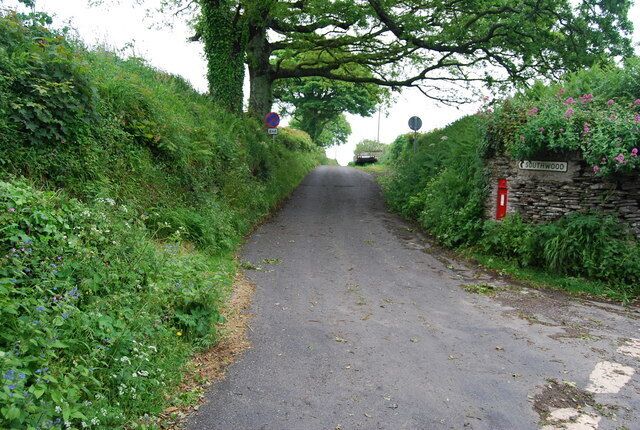 Postbox by the turn off to Southwood, near Strete