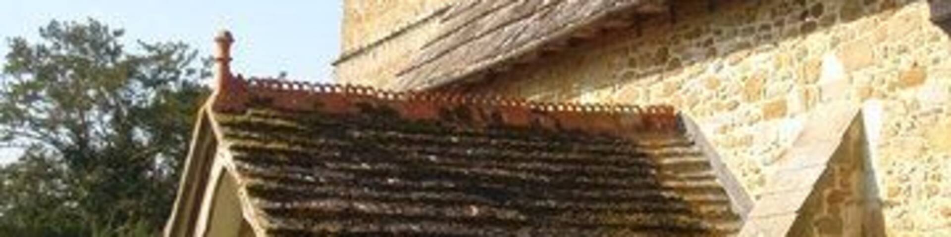 Door and tower, St. Margaret's, Ockley, Surrey. Tower dates from 1700 and porch from the 16th century.