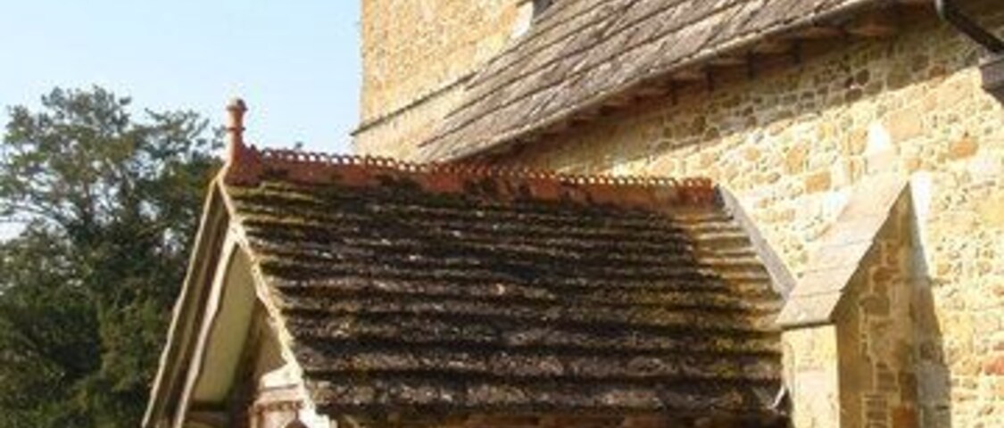 Door and tower, St. Margaret's, Ockley, Surrey. Tower dates from 1700 and porch from the 16th century.